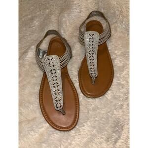 SO Kohls Silver Sparkle Thong Sandals